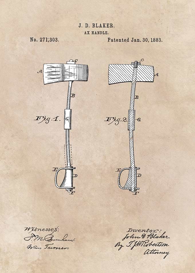 patent Blaker Ax handle 18