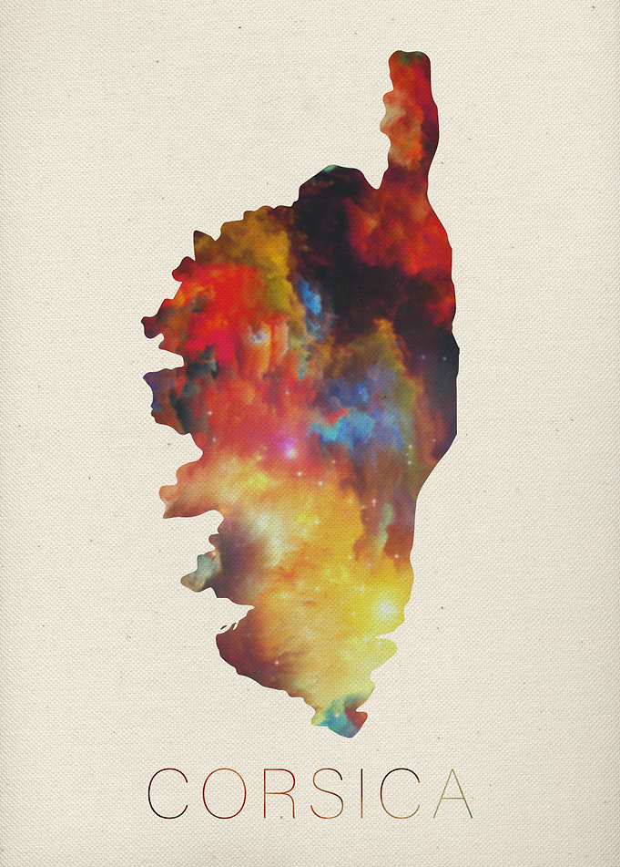 Corsica Watercolor Map