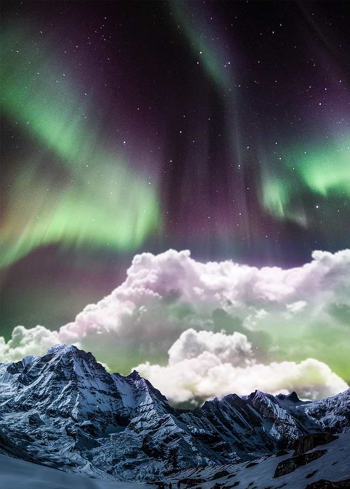 Aurora over mountains