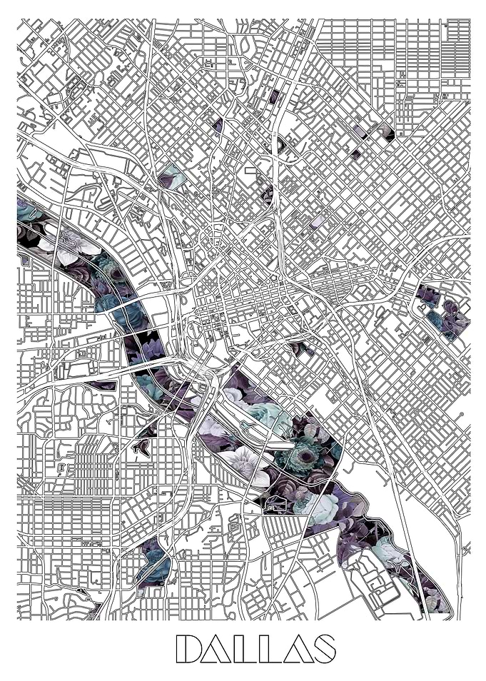 dallas city map floral