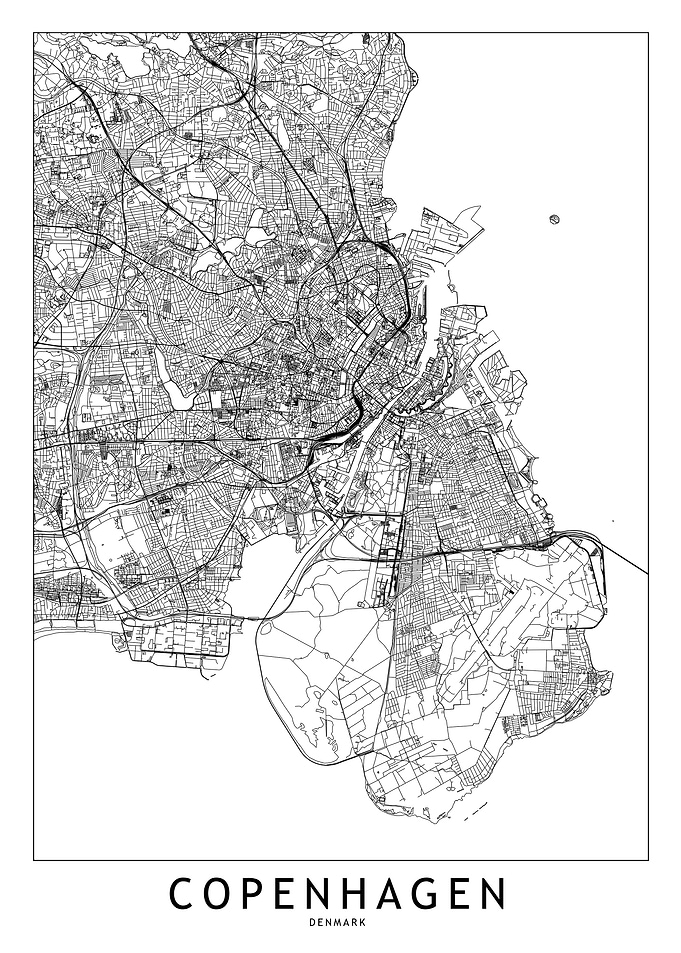 Copenhagen White Map