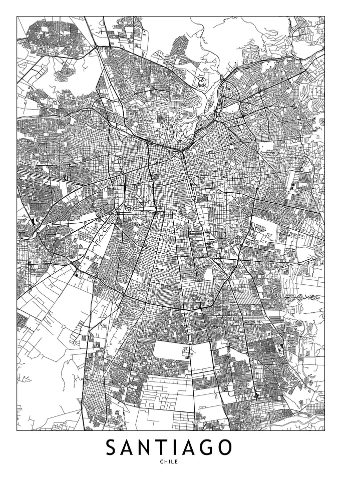 Santiago White Map