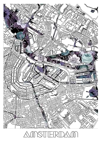 amsterdam city map floral