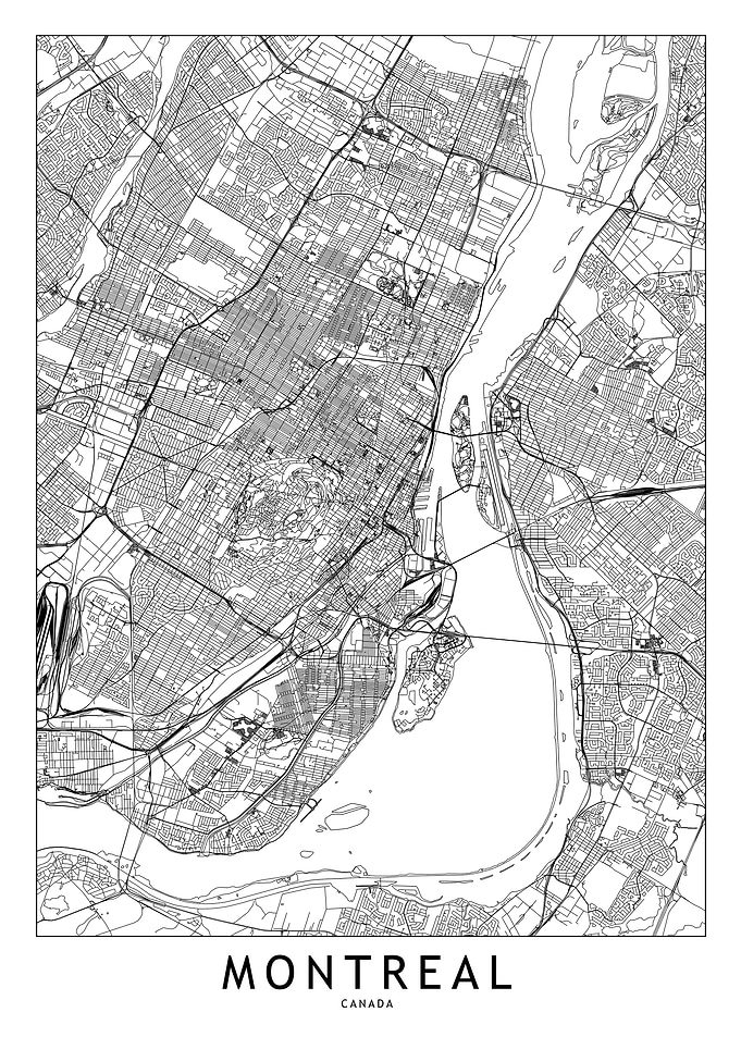 Montreal White Map