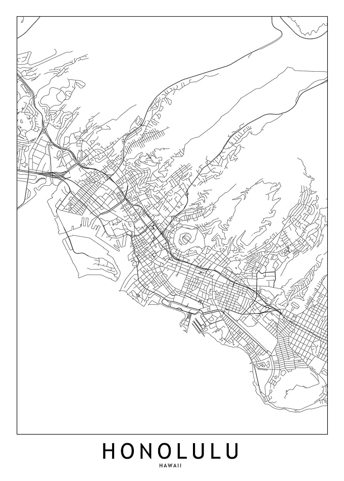 Honolulu White Map