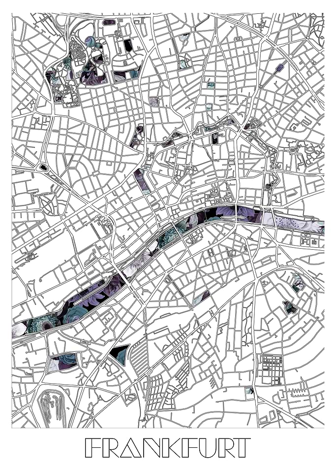 frankfurt city map floral