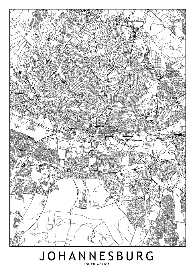 Johannesburg White Map