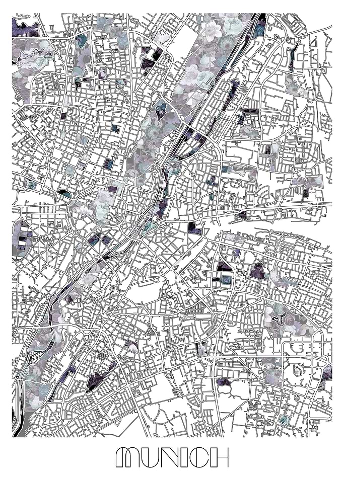 munich city map floral