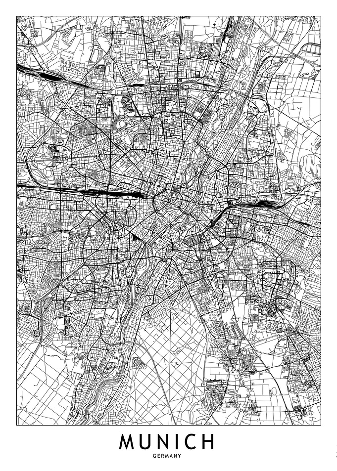 Munich White Map
