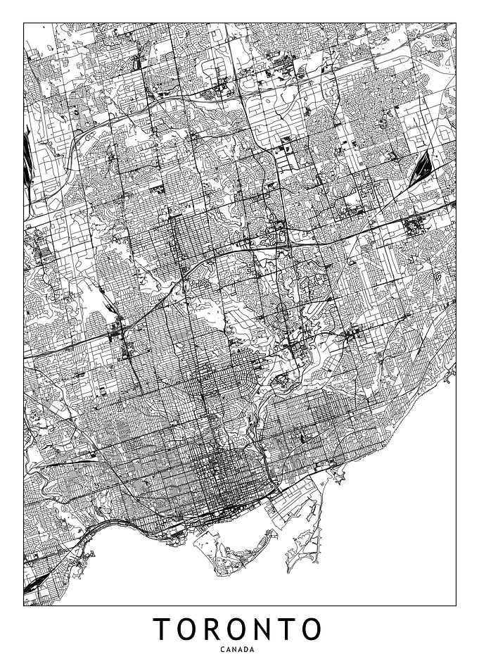 Toronto White Map