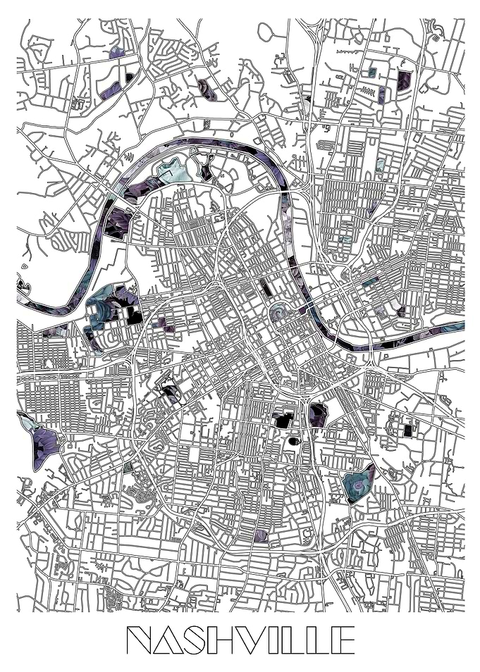 nashville city map floral