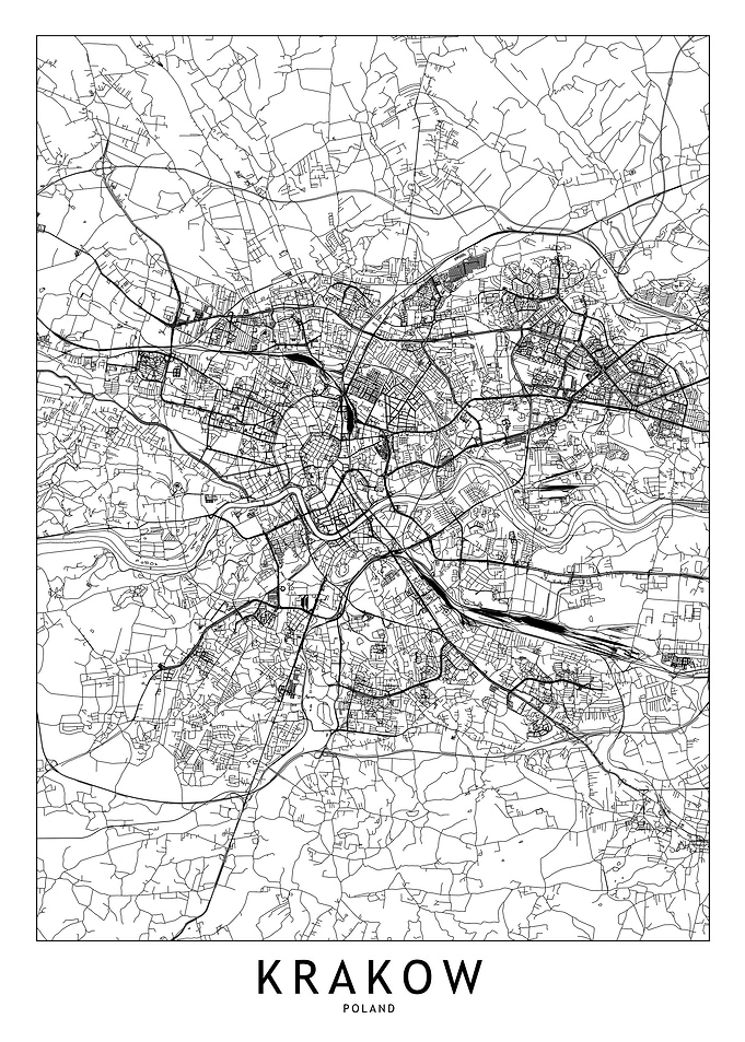 Krakow White Map