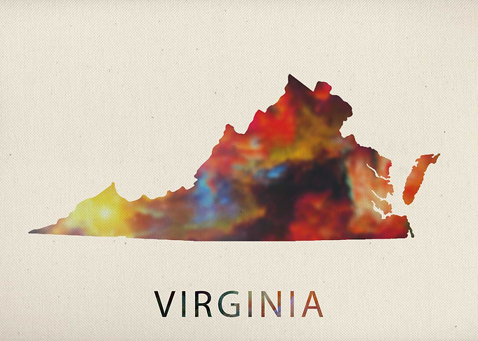 Virginia Watercolor Map
