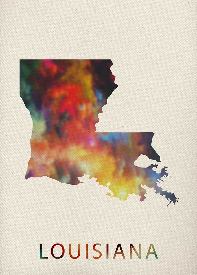 Louisiana Map Watercolor