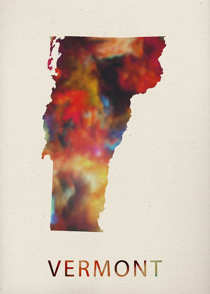 Vermont Watercolor Map