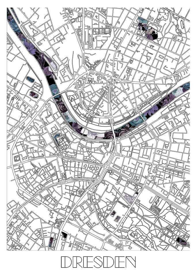 dresden city map floral