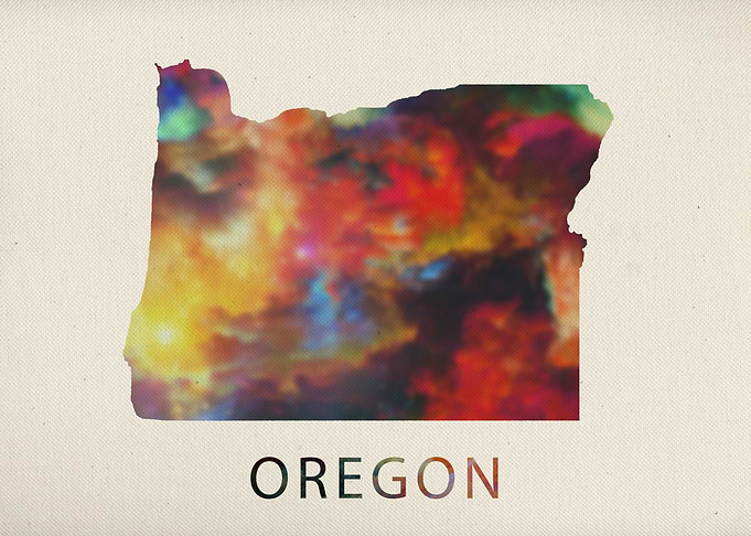 Oregon Watercolor Map