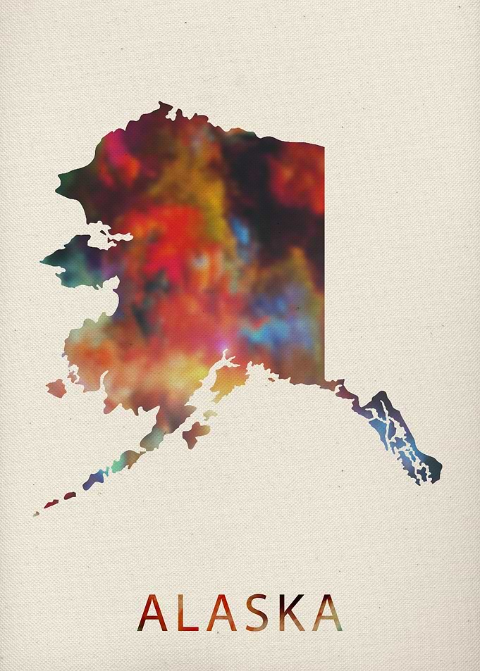 Alaska Watercolor Map
