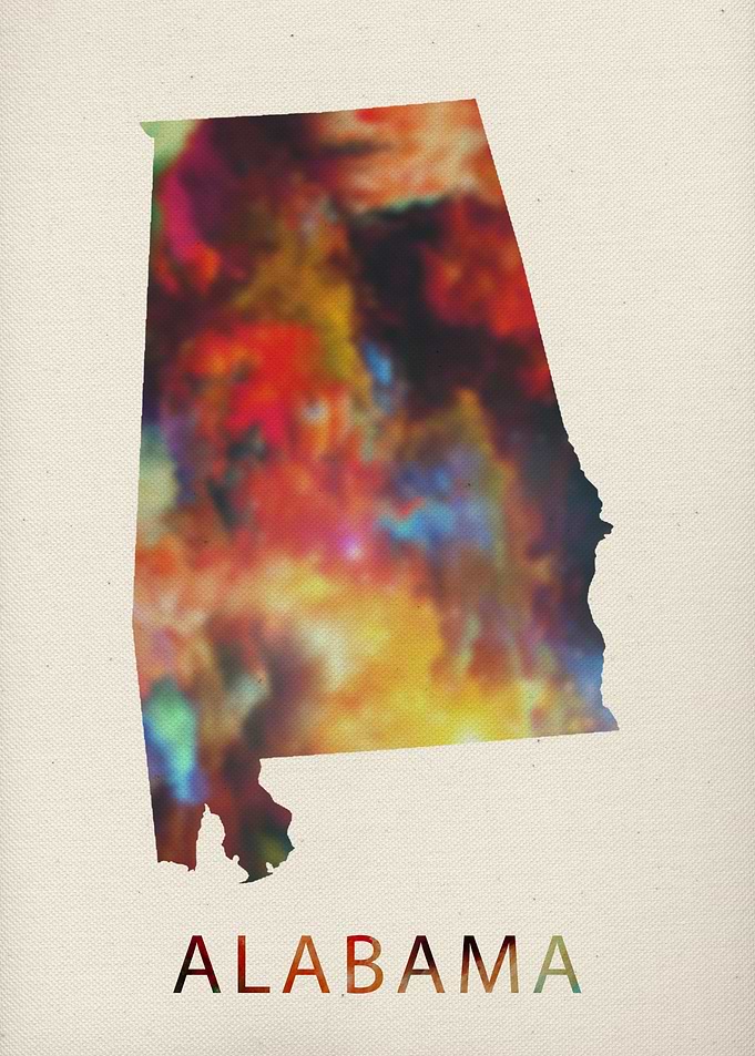 Alabama Watercolor Map