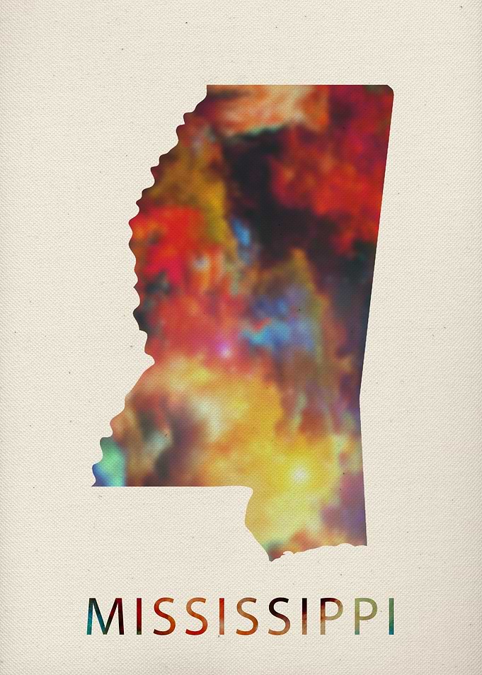 Mississippi Watercolor Map
