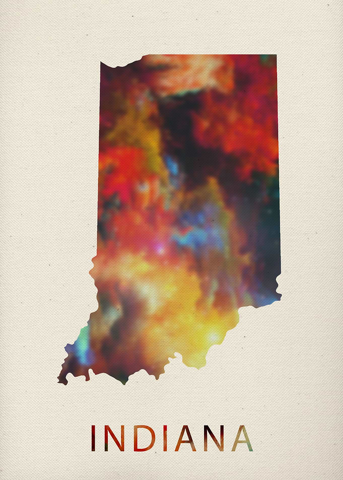 Indiana Watercolor Map