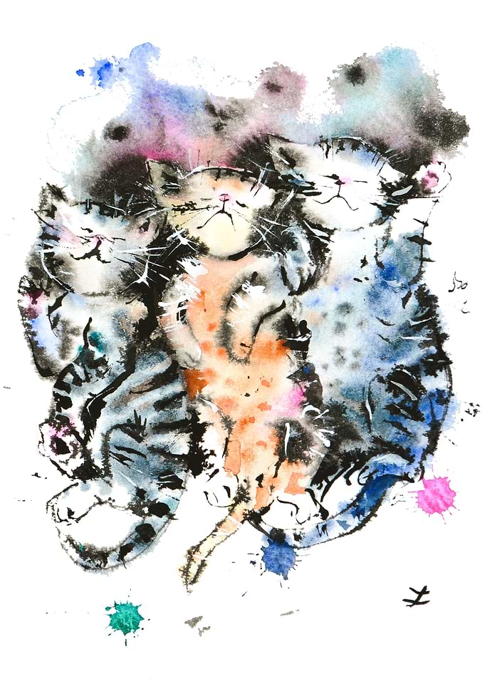 Three Sleeping Kittens
