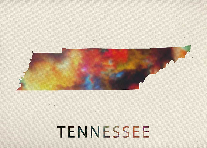 Tennessee Watercolor Map