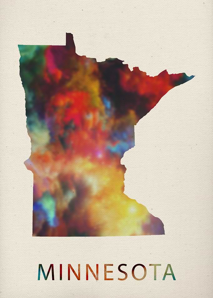 Minnesota Watercolor Map