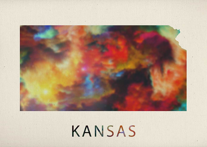Kansas Watercolor Map