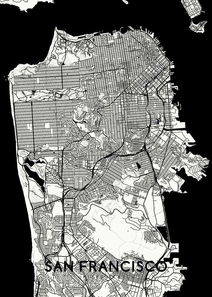 San Francisco map white