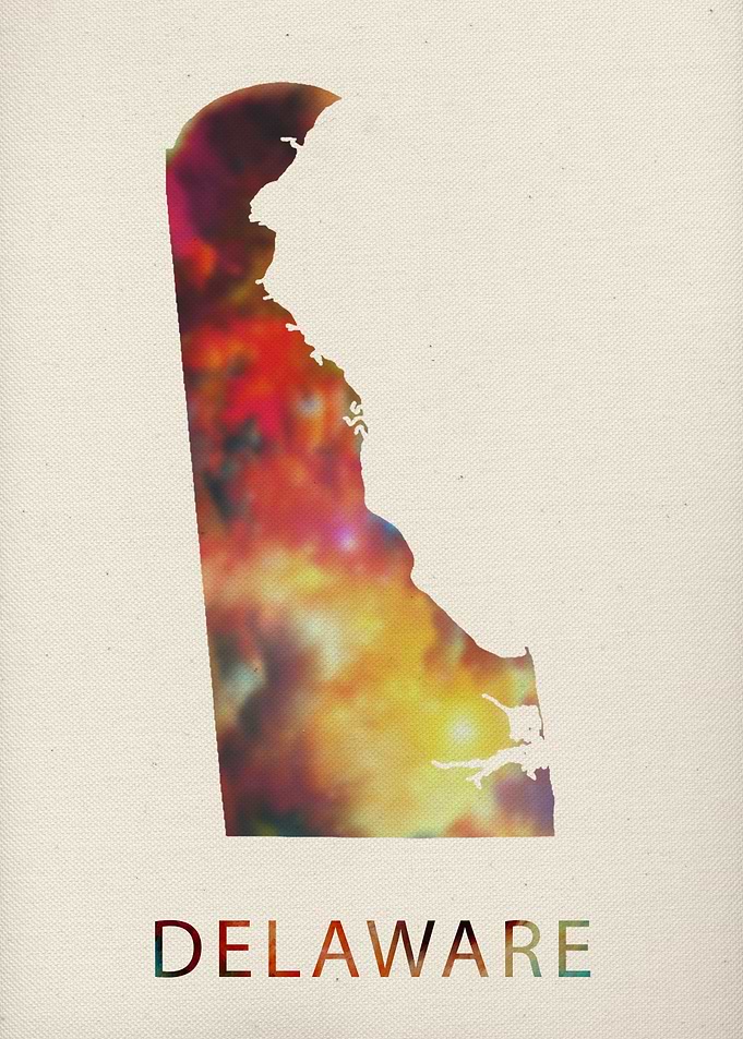 Delaware Watercolor Map
