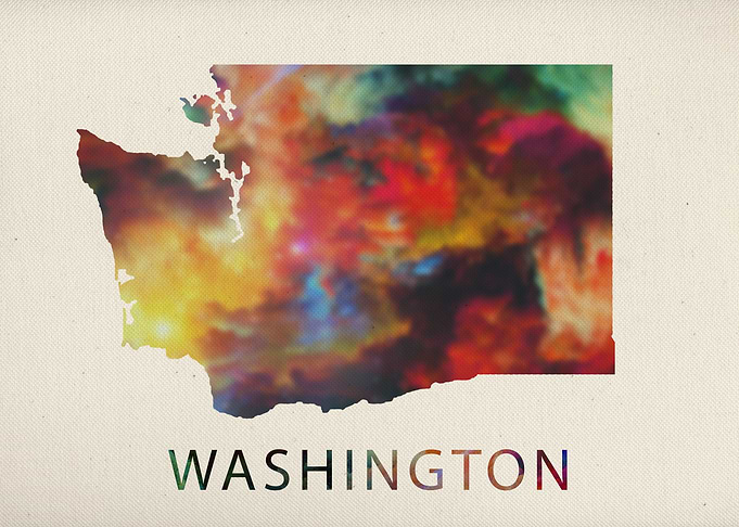 Washington Watercolor Map