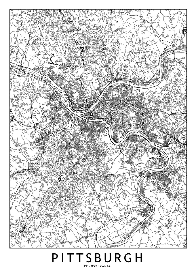 Pittsburgh White Map