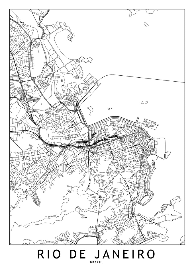 Rio De Janeiro White Map
