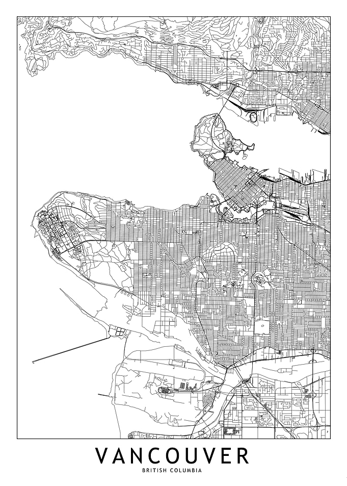 Vancouver White Map