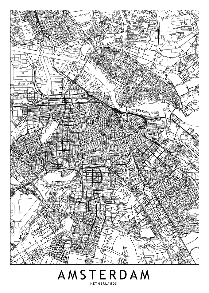 Amsterdam White Map