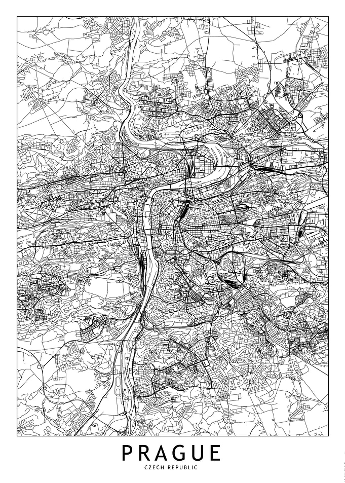 Prague White Map
