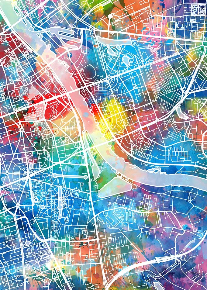 warsaw city map color