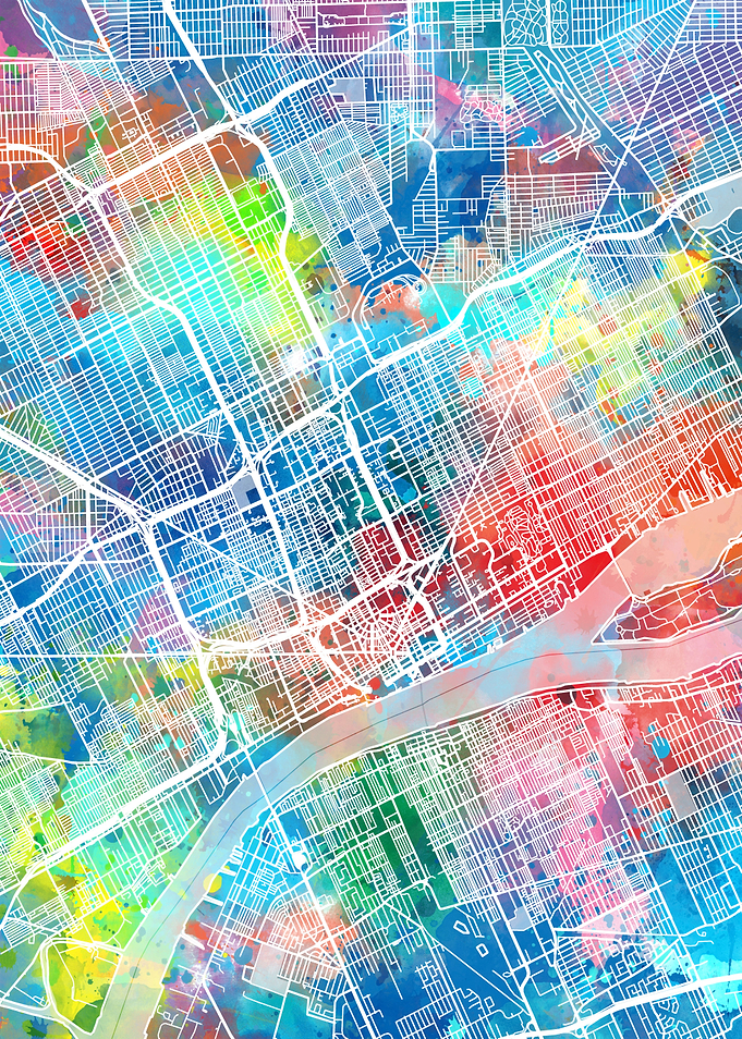 detroit city map color