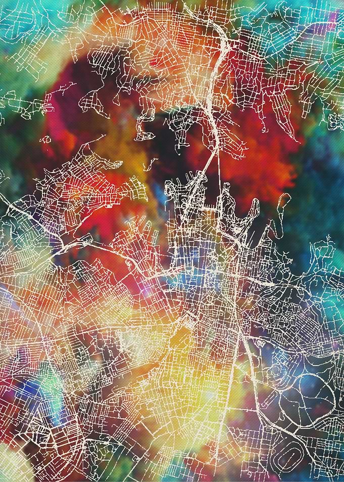 Sydney Watercolor Map