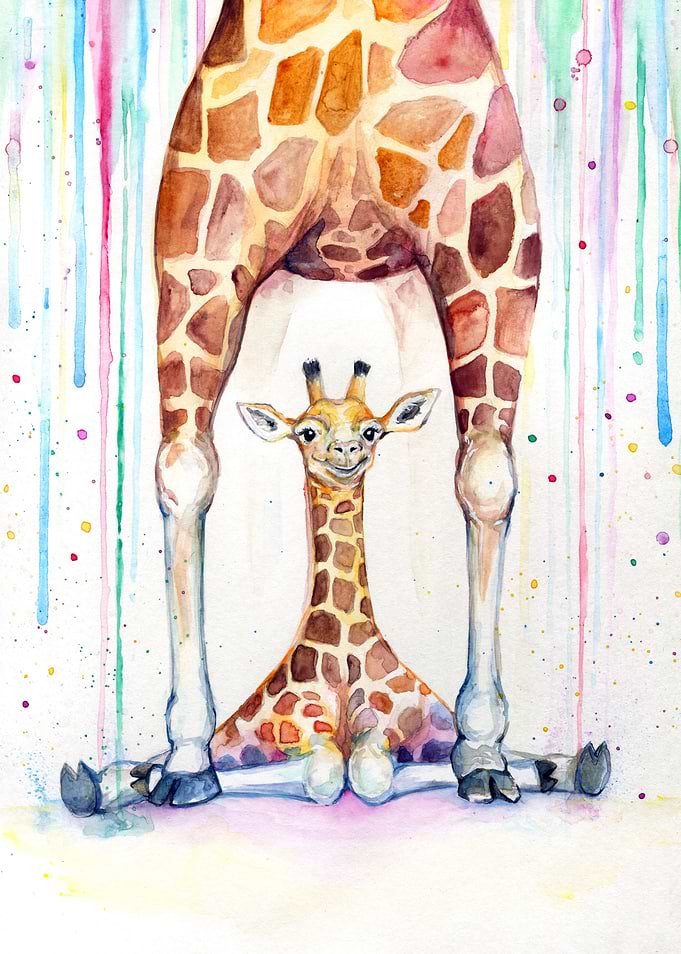 Gorgeous Giraffes in Rain