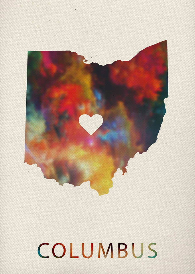 Columbus Watercolor Map