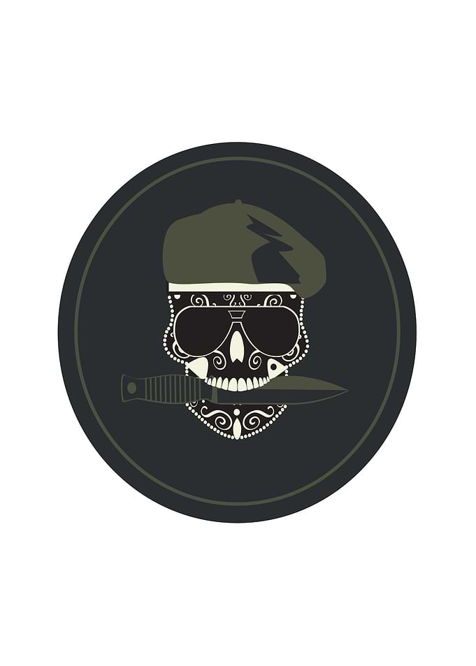 Military skull with a knif