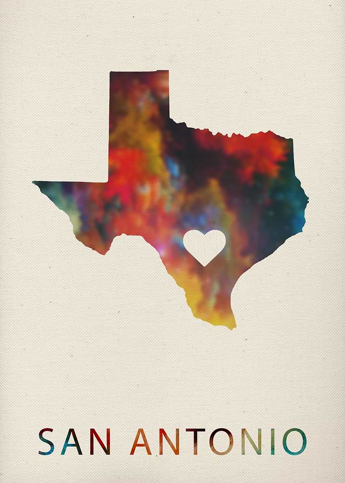San Antonio Watercolor Map
