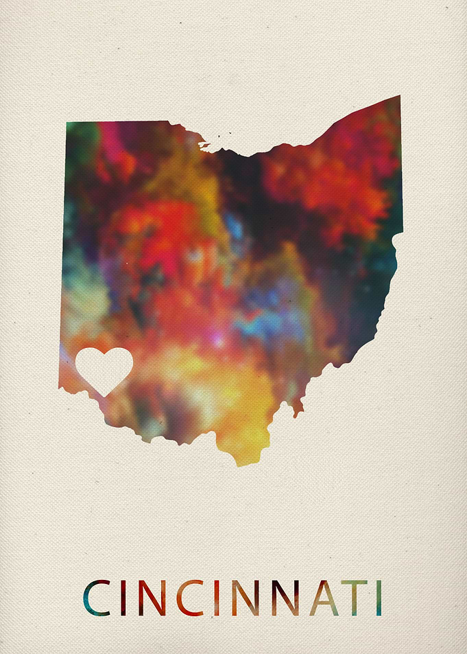 Cincinnati Watercolor Map