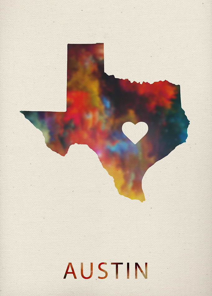 Austin Watercolor Map