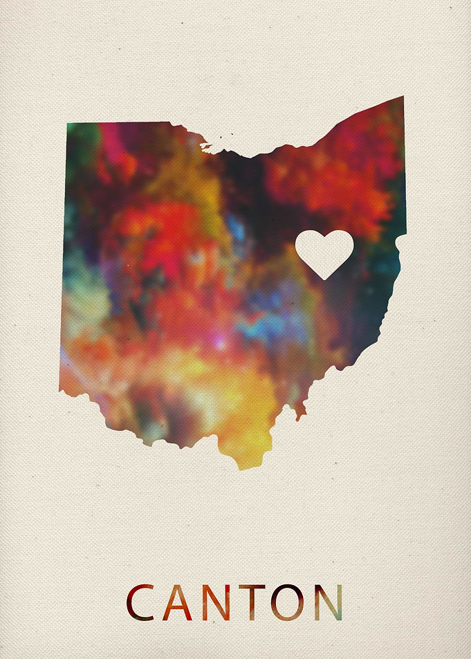 Canton Ohio Watercolor Map