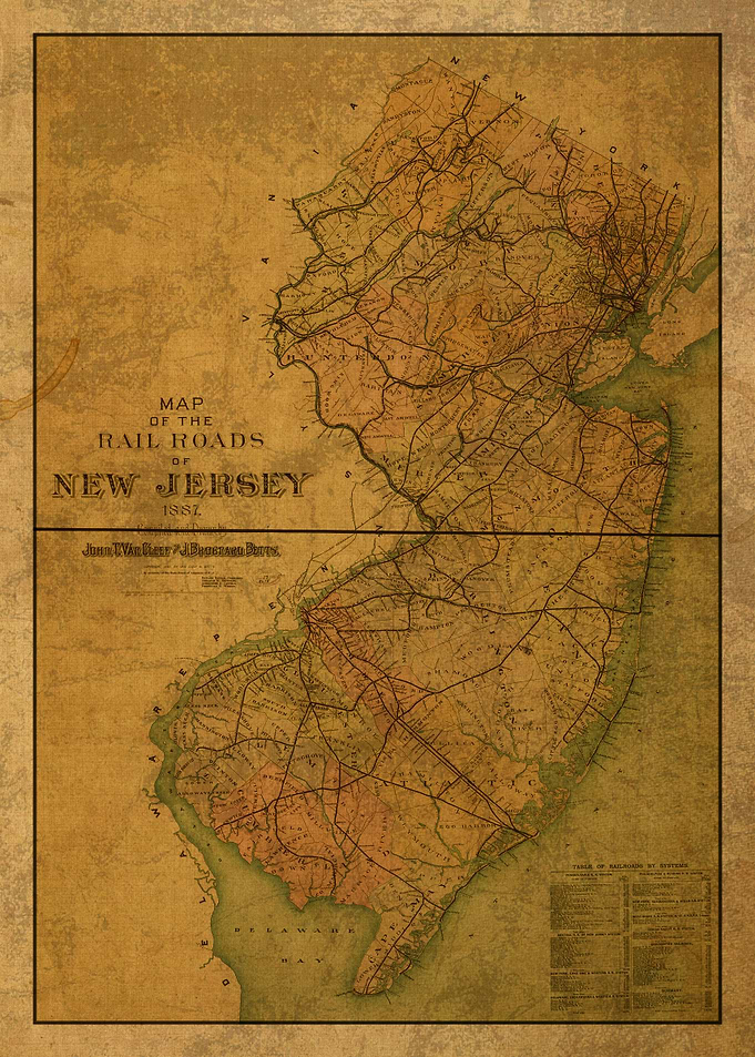 New Jersey Map 1887