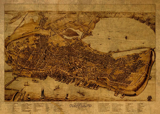 Vintage Map of Portland