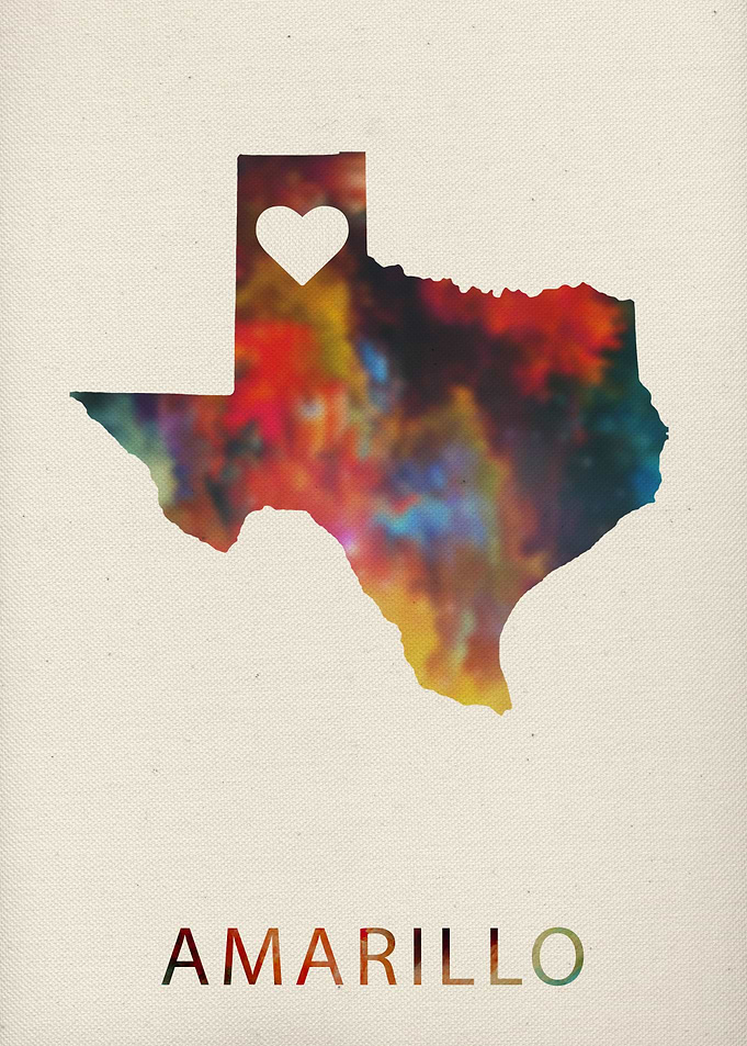 Amarillo Watercolor Map